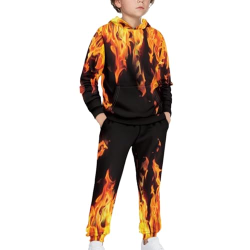 FUSURIRE Kids 2 Pieces Outfits Long Sleeve Sweatshirt and Sweatpant Set Active Pullover Hoodie Jogger Pant for 4-16 Y3
