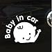 Baby in Car Sticker Decals Safety Signs Baby on Board for Cars 7''X6.5'' Waterproof Shiny Reflective Material (White) Last for 6 Yr (Buy 1 Get 1)