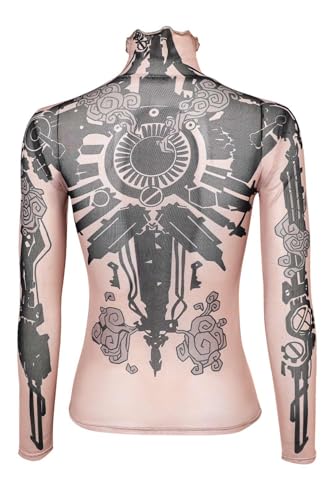 Vi Cosplay Costume Women Vi Tattoo Printed Top Shirts The Piltover Enforcer Costume Halloween Carnival Outfits Off-White