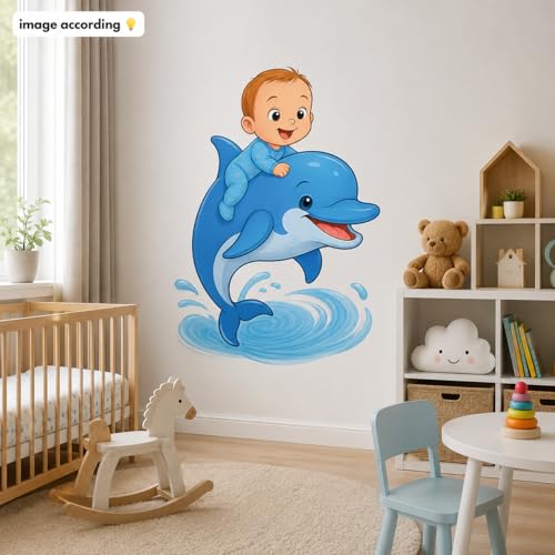 Sticker de pared infantil delfín decorativo 24x16 pulg miniatura 2