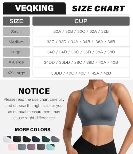 Image of VEQKING Strappy Cross Back Sports Bra for Women Removable Padded Yoga Bras
