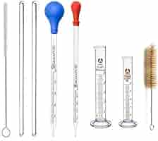 Set Vetreria Da Laboratorio - 2 Pipette Graduate 5ml/10ml, Cilindro 100ml Con Spazzole E Agitatore | Per Scuola E Hobby