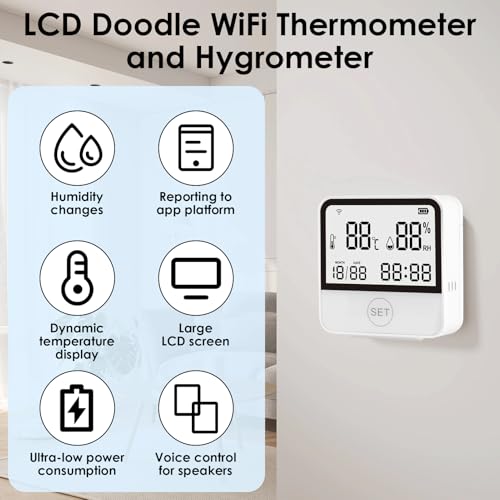 Termómetro Inteligente Wifi Higrómetro Digital Para El Hogar, con Pantalla LCD Sensor Temperatura Wifi, con App Tuya Smart Life, Monitor Remoto y Alerta Compatible con Alexa Google Home - imagen 4