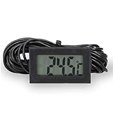 mini Thermometer Raumthermometer digital mit Fühler 3m Kabel schwarz