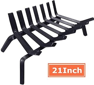 Amagabeli Black Wrought Iron Fireplace Log Grate 21 inch Wide Heavy Duty Solid