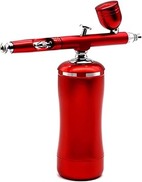 Airbrush Kit Portable Mini Airbrush Sand Blaster Airbrush Compressor Kit for Tattoo Cake Decoration for Nail Art, Makeup, Painting, and Cake DecoratiRed