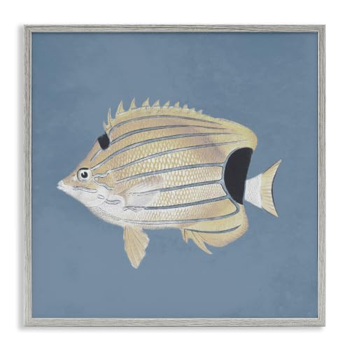 Striped Fish Portrait Nautical, 17 x 17 Inch Framed Giclée Print