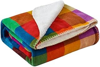 JOTOM Super Soft Throw Blanket Buffalo Plaid Blanket Warm Thick Cozy Winter Fluffy Plush Couch Blanket Fleece Throw Blanket Coral Fleece Blanket for Sofa Single Bed Travel 127x152cm (Colorful Plaid)