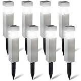 Morvat Solar Pathway Lights - 8-Pack Auto On/Off LED Solar Powered Outdoor Waterproof Landscape Lights, for Garden, Yard, Lawn, Patio, Walkway, Driveway, Pathway & Lighting, Dusk to Dawn - Square