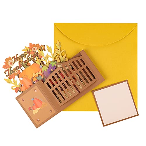 Giiffu 3D Thanksgiving Pop-Up Card – Handmade Happy Thanksgiving Card with Turkey & Pumpkin Design, Fall Greeting Card for Autumn Blessings & Thank You Wishes - Image 5