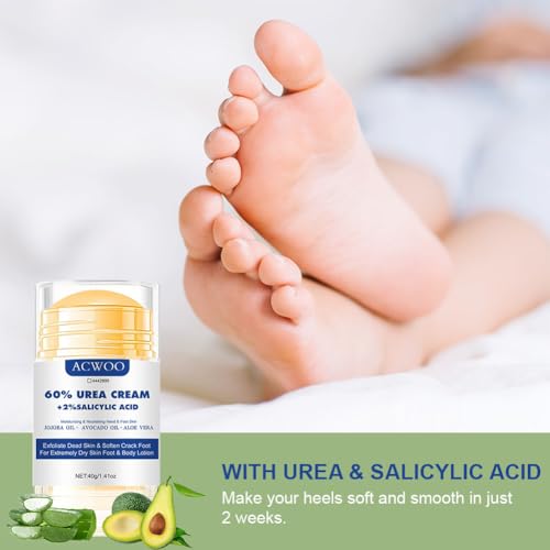 ACWOO Hydrating and Anti-Cracking Foot Cream, Urea Fußcreme 60%, Fusscreme Sehr Trockene Füsse, Heel Balm lindert Juckreiz für Trockene, Rissige Füße, Fersen, Ellbogen,40g