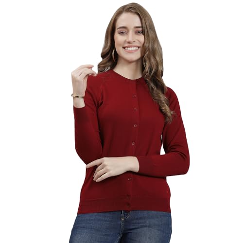 Image of Monte Carlo Women Regular Fit Full Sleeve Solid Round Neck Winter Cardigan (Pack of 1)