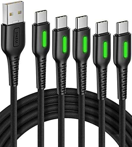 INIU USB C Cable, [5 Pack 3.1A] QC 3.0 Fast Charging USB Type C Cable, (3.3+3.3+6+6+10ft) Nylon Braided Phone Charger USB-C Cord for Samsung Galaxy S21 S20 S10 Plus Note 10 LG Google Pixel Moto etc