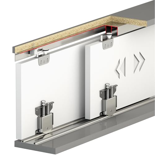 Decoranddecor Sliding Wardrobe Door Track Kit Ball Bearing Smooth Operation (1.2m Set for Two Doors)