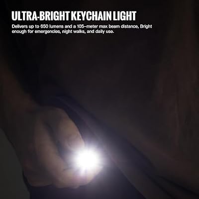 ThruNite Ti Keychain Flashlight, USB-C Rechargeable Mini Flashlight, 650 Lumens with Magnetic Tailcap, IPX-6 Waterproof EDC Pocket Light for Camping, Everyday Carry (Black)