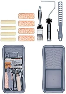 ROLLINGDOG 12 PC Paint Roller Set - 4" Small Paint Roller with Paint Brush and Tray Set,Mini Microfiber Velour Roller Sleeves,Paint Stir Bar,Great for Painting Cabinets and Doors