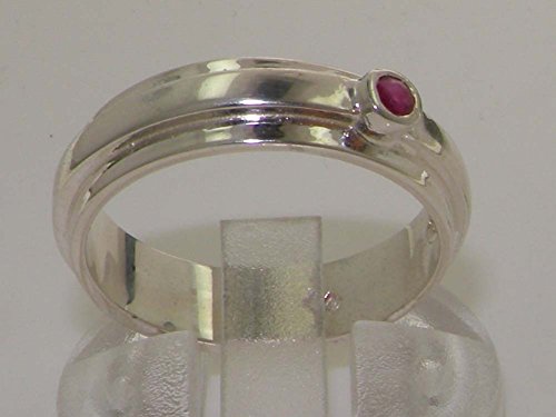 LetsBuyGold 925 Sterling Silver Real Genuine Ruby Womens Wedding Band Ring4