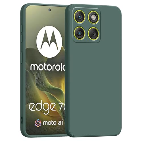 Image of amazon basics Back Cover for Moto Edge 70 5G | Ultra Slim Soft Rubberised Case | Matte Silicone Flexible Mobile Case | Camera Protection - Green