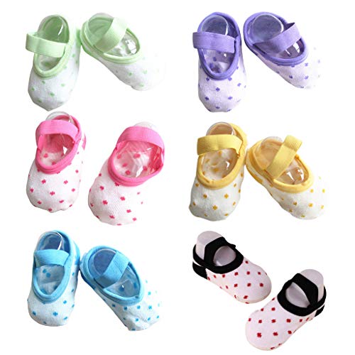 ceng-AIO The Socks, Nonslip Infant Toddler Ballet Style Baby Girl Socks for 9-32 Months, 6 Pairs