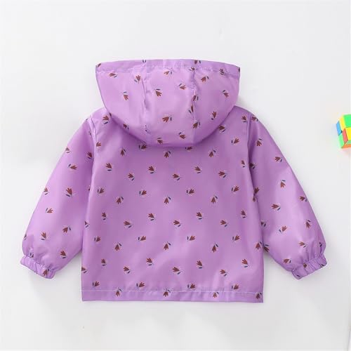 Moonker Girls Zip Up Rain Jacket Toddler Waterproof Printed Hoodies 1loral Windproo1 Raincoat Long Sleeve Cute2