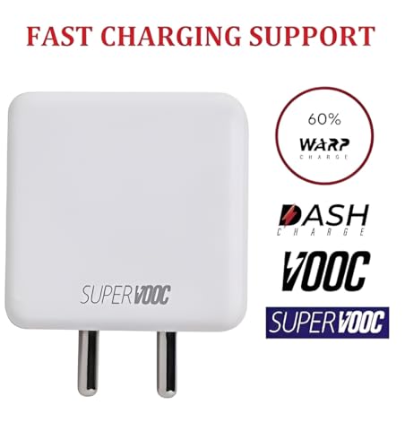 Image of 65W Fast Charger With USB To C-Type Cable Combo For With Oneplus 13R,13,Samsung,Realme,Redmi,Nothing,Oppo,Pixel,Xiaomi & Other Smartphones |Type-C Charger Supports Dash,Warp,Vooc,Supervooc
