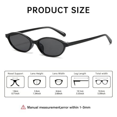 Retro Oval Small Sunglasses for Women 90s Trendy Narrow UV Protection Y2k Trendy Sunnies Shades Sun Glasses4