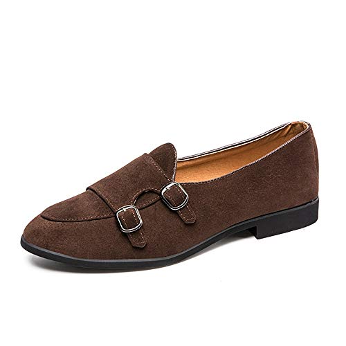 Men's Suede Driving Loafers for Men Casual Monk Strap Boat Shoes Moccasins Synthetic Leather Cozy Lightweight