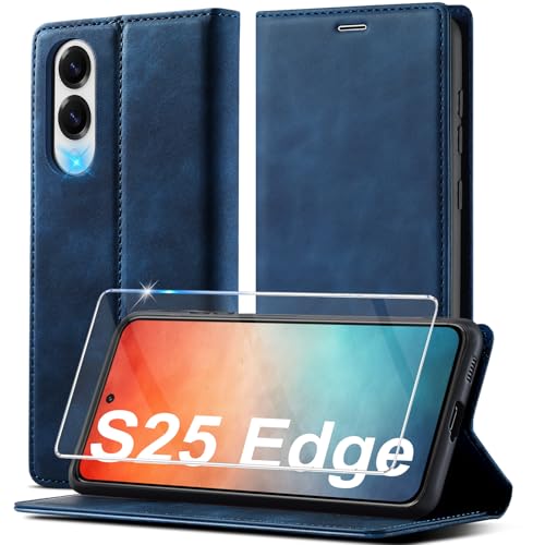 Étui à rabat en cuir Samsung S25 Edge idéal pour le quotidien