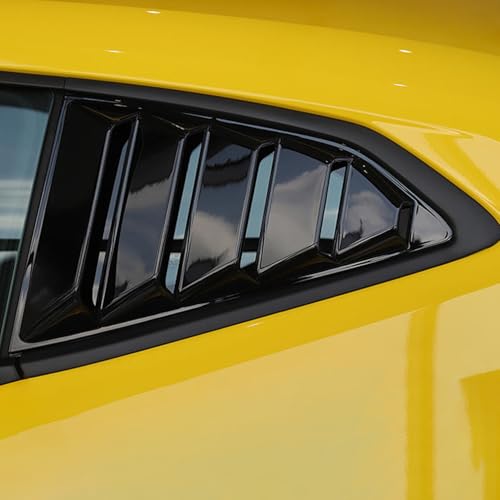 Image of Rear Side Window Louvers for Chevy Camaro 2016 2017 2018 2019 2020 2021 2022 2023 2024 Triangular Window Glass Blinds Air Vent Scoop Shades Cover Blinds Trim Sport Accessories ABS Bright Black 2PCS