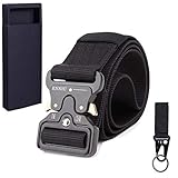 Cinturón táctico de los hombres Estilo militar con nosotros Cinturón de nylon de alta resistencia para el entrenamiento de caza Ejército que se ejecuta (Negro-1.7)