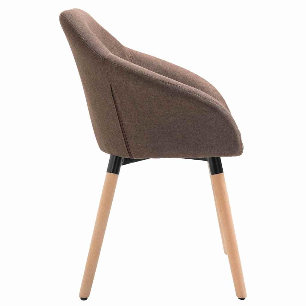 Lot de 4 Chaises à Manger Marron en Tissu avec Accoudoirs