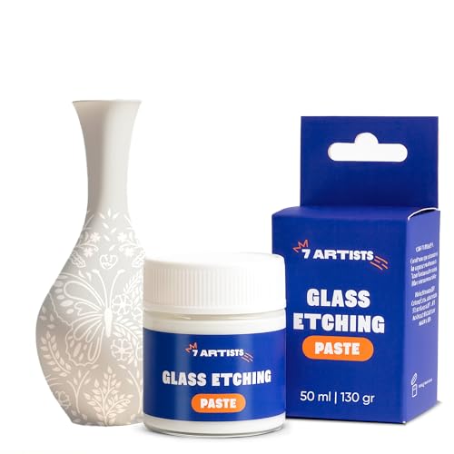 7 Artists Etchall Creme a Depolir le Verre 50 ml (130 g) – Crème à Dépolir pour Gravure Personnalisée | Etching Cream pour Verre Dépoli, Pochoir, Peinture sur...