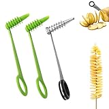 3PCS Spiral Cutter,Piranha Spiral Cutter,Potato Cutters Peelers,Stainless Steel&Plastic Flower Curler,Manual Spiral Slicer for Boiled Eggs,Tomato,Zucchini,Vegetables,Cucumbers and Carrots,Kitchen Tool