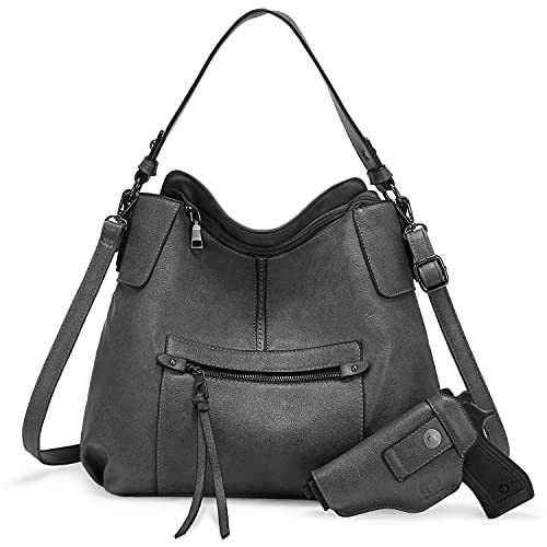 Realer Concealed Carry Purses and Handbags for Women Hobo Bags Large Crossbody Shoulder Bag Vegan Faux Leather, with Holster