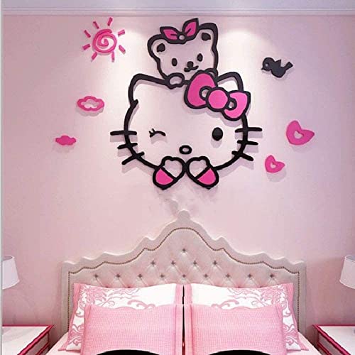 Image of ZTGHS 3D Acrylic Wall Sticker Cartoon Wall Decal for Children's Room Living Room Girl Bedroom Wall Decoration Sticker