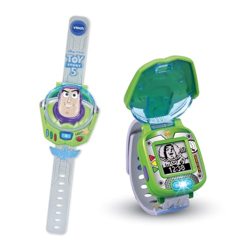 VTech - Toy Story 5, La Montre-Jeu Éducative de Buzz - Montre Toy Story avec Écran Animé, Bracelet Réglable, 10 Cadrans, 4 Jeux - Buzz l'Éclair Parlant -...