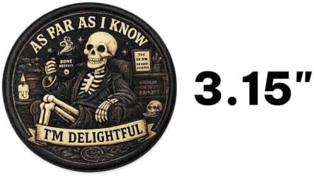 Sarcastic Skeleton Coffee Embroidered Patch, Funny Skull Badge, I’m Delightful Humor Morale Iron-On Accessory, Gothic Dark Humor Apparel Gift image 4