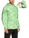 COOrun Men's UPF 50 Sun Protection Hoodies with Mask Built in Hooded Fishing Shirts for Men Long Sleeve Camo Hiking Shirts