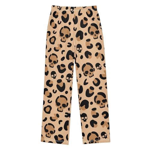 Boys' Pants Skull Leopard Yellow Halloween Long Bottoms Jogger Pants Elastic Waist Trousers with Pockets S-XL