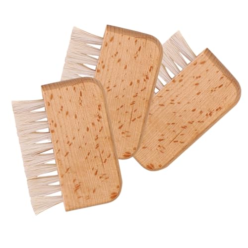 VICASKY 3 cepillos de uñas de cerdas naturales para uñas minuciosas con mango ergonómico madera para el hogar y los viajes. Ligero y portátil