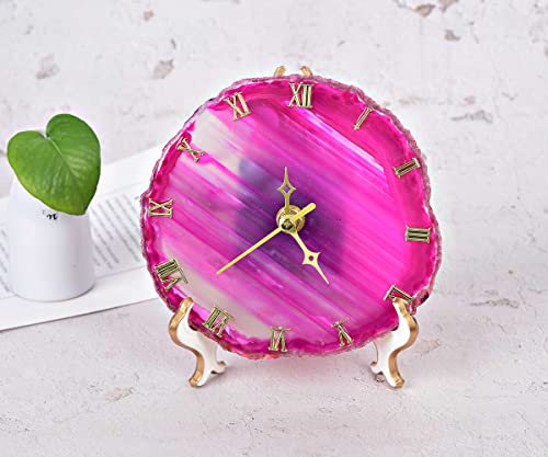 Jic Gem Agate Clock Crystal Desk & Shelf Clocks Home Decor (Pink) #TOP5