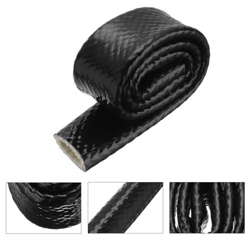 Image of MECCANIXITY 3 /4 inch ID 1.6ft Heat Shielded Fire Sleeve Silicone Coated Fiberglass Tape, for Automotive Hose Lines Wires Electrical Wiring, Black