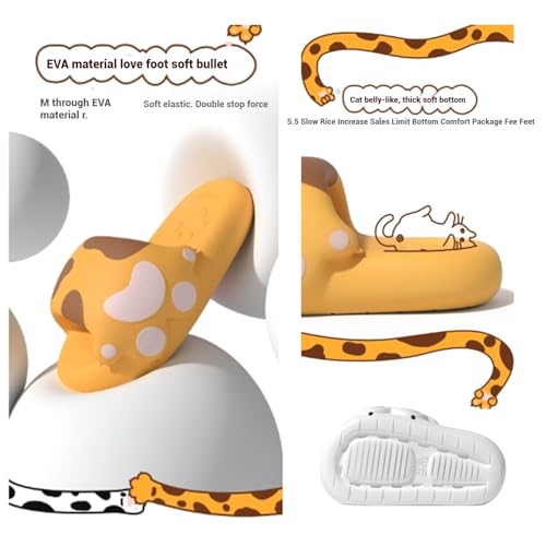 Cat Paw Slides,Women Cute Bathroom Pillow Slides Lightweight Non-slip Thick Sole Couple Shower Slippers Home Slides2
