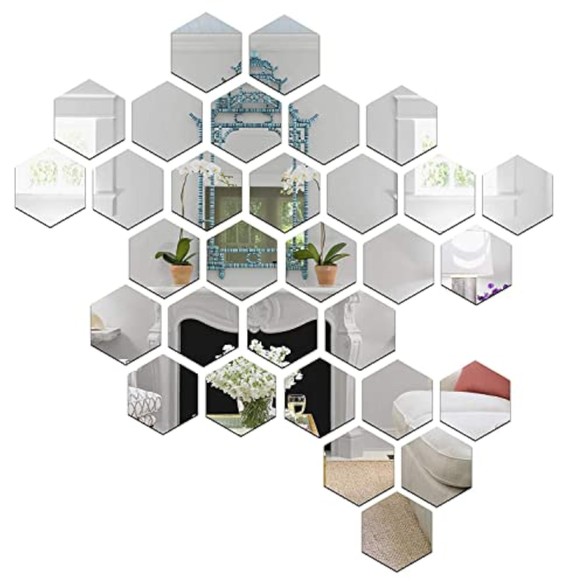 Hexagon Mirror Stickers, Acrylic Mirror Wall Decor Sticker