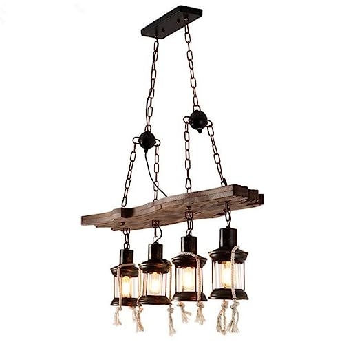Pendant light loft bar rustique avec suspension 4 lumières métal
