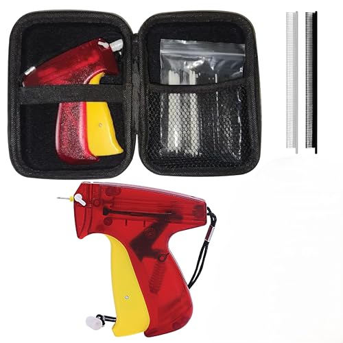 NAMAPRODX Fine Stitch Gun for Clothes - Temp Fixes, Tagging Gun for Clothing, Buttoneer, Mending Pro, Hemming Tool, Clothing Stapler, DIY, Versatile - 4500 Micro Fasteners & 1 Needle - Red with Case
