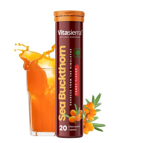 Vitasierra Sea Buckthorn Berry Effervescent Tablets (20 Tablets)- Powerhouse of Vitamin C, Omega 3,6,9 & Antioxidant- 3x Concentration, Makes delicious Juice