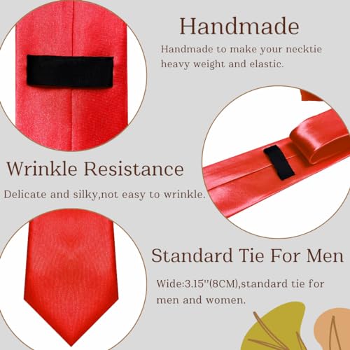 Image of WOXVM Men's Ties Classic Solid Satin Tie Pure Color 3.15 inch Mens Necktie, Premium Formal Black Ties For Men Business & Wedding
