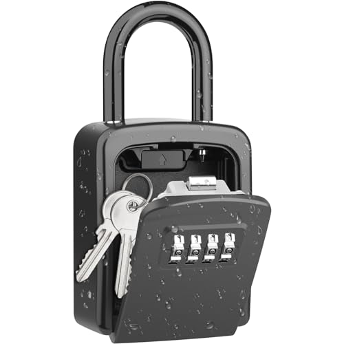 Diyife Key Lock Box Wall Mounted [5 Key Capacity] Portable Lock Box for House Key Resettable Outdoor Lock Box Weatherproof 4-Digit Combination Key Safe for Home Garage Office Outside Inside Use