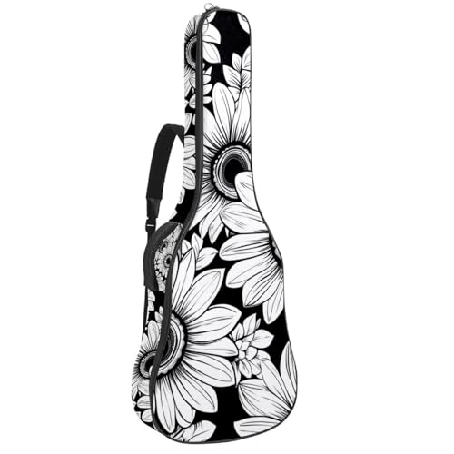 Sac de transport pour guitare acoustique à motif floral abstrait tournesol étanche 42.9 pouces
